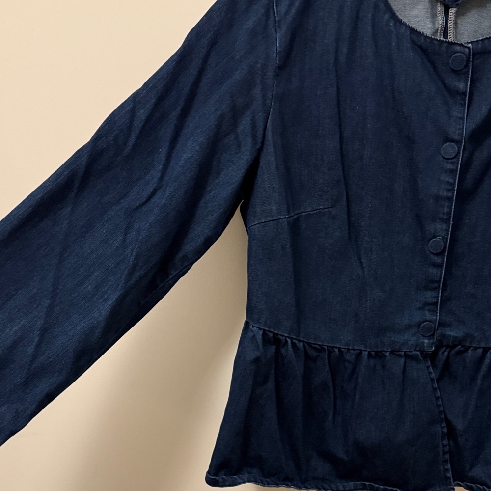 Denim Snap Button Plus Size Peplum Top